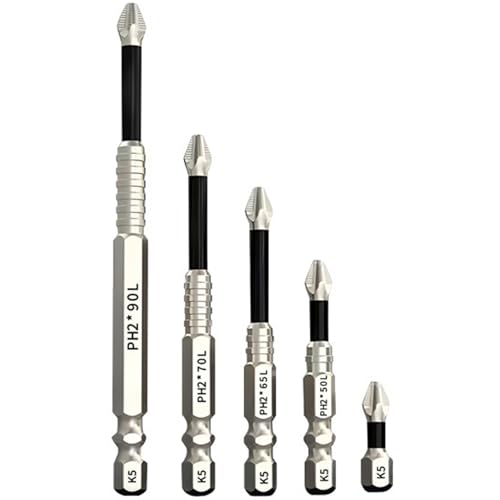 Hochmagnetische Schraubendreherbohrmaschine Bit Set (5pcs) Lifessparking Bohrer Bits Magnetic Durability ScrewDriver Set Hohe Härte für Heim- oder professionelle Verwendung von CAKEEYUM