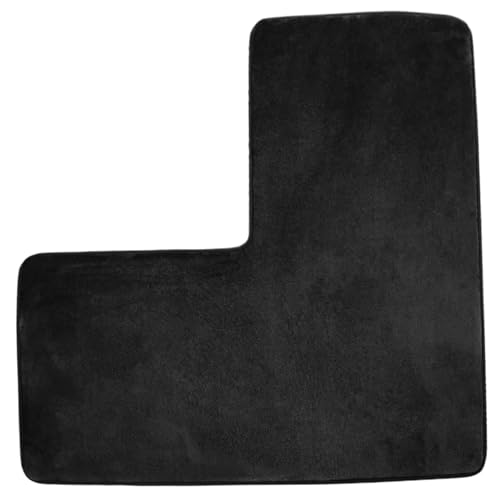L-förmige Badezimmermatte 31, 5 x 31, 5 Zoll Weiches Korallen Fleece Eckteppich Nicht-Schlupf Wasser saugfähige Waschmatte für quadratische Duschtoilette und Spa Schwarz von CAKEEYUM