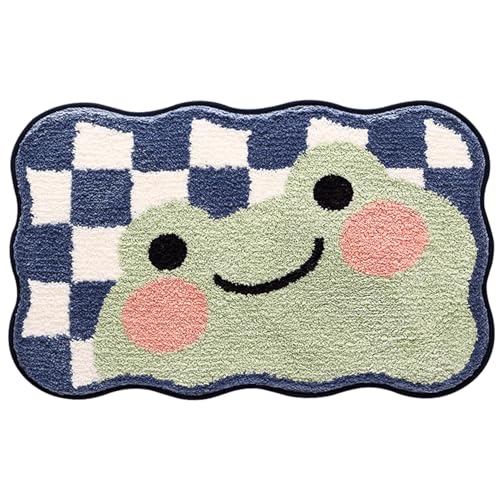 Süße Badematte 20x32in weich absorbierende Niedrige Teppich nicht rutschfeste Frosch süße Badezimmermatte atmungsaktiv schnell trocken dicke lustige Badematte für Badewanne Dusche Schlafzimmer von CAKEEYUM
