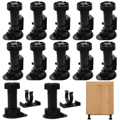 Verstellbare Schrankbeine 12 pcs Plastikschrankstufe 95-145 mm verstellbare Möbelbeine für Sofa, Couch, Stuhl von CAKEEYUM