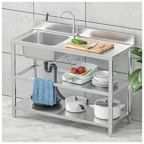 CAKEN Edelstahlspüle, Freistehende Outdoor Küchenspüle mit Werkbank und Ablage, Spüle für Industrielle Garagenwäsche CAKEN Edelstahlspüle, Freistehende Outdoor Küchenspüle mit Werkbank und Ablage, Spüle für Industrielle Garagenwäsche von CAKEN