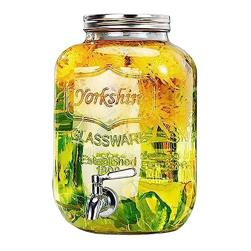 CAKERS Glas-Getränkespender Mit Auslaufsicherem Zapfhahn|Wasserspender Für Unterhaltung Zuhause Saftbehälter|Kaltgetränkespender Perfekt Für Partys,Familientreffen,4L,Edelstahlzapfen von CAKERS