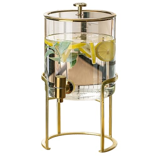 Getränkespender Mit Großem Fassungsvermögen,Wasserspender Mit Auslaufsicherem Zapfhahn,Leicht Zu Befüllender Saftspender Mit Breiter Öffnung,Getränkespender Aus Glas,Klare Farbe 3,5 L,Eisenbasis von CAKERS