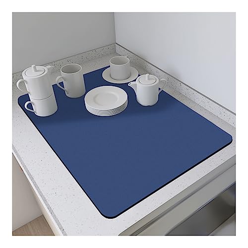 Große Geschirr-Abtropfmatte|Mehrfach Verwendbare Geschirrtrocknungsmatte|Kaffeematte für Die Küchentheke|Leicht Zu Reinigendes Saugfähiges Trocknendes Pad,Navy Blau,60 X 50 Cm (23,6 X 19,6 Zoll) von CAKERS