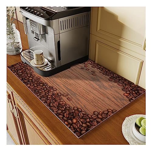 Kreative Kaffeematte Mit Gummirückseite|Saugfähige Schnell Trocknende Matte Passend Unter Kaffeemaschine|Barmatte Für Kaffeebar-Zubehör,B,50 X 80 Cm (19,6 X 31,4 Zoll) von CAKERS