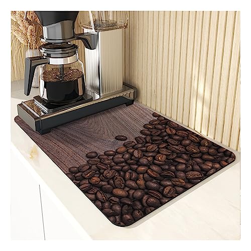 Kreative Kaffeematte Mit Gummirückseite|Saugfähige Schnell Trocknende Matte Passend Unter Kaffeemaschine|Barmatte Für Kaffeebar-Zubehör,C,50 X 60 Cm (19,6 X 23,6 Zoll) von CAKERS