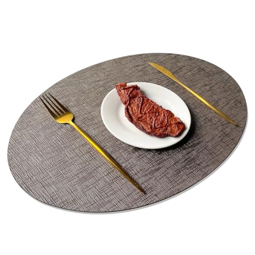 Moderne Leder-Tischsets|Couchtischmatte Im Nordischen Stil|wasserdichte, Abwischbare Tellermatte Für Die Küche,Bronze,Oval-6 Stück von CAKERS
