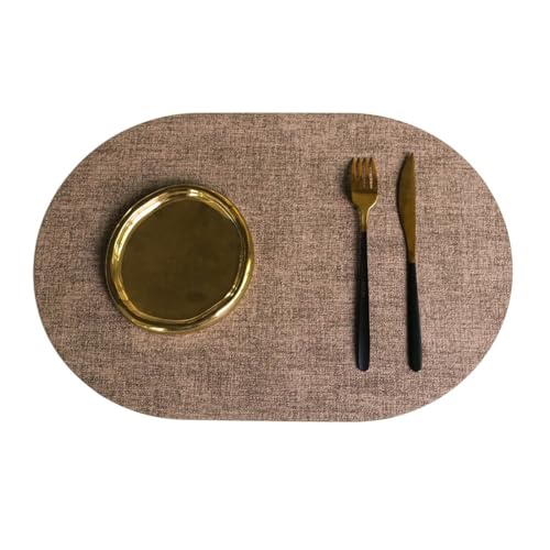 Nordische Ovale Tischsets|Moderne Abwischbare Tischset|wasserdichte Kaffee-Tee-Matte|Große Desktop-Dekor-Tischsets-45x30cm(17,7x11,8in),Braun,6 Stück von CAKERS