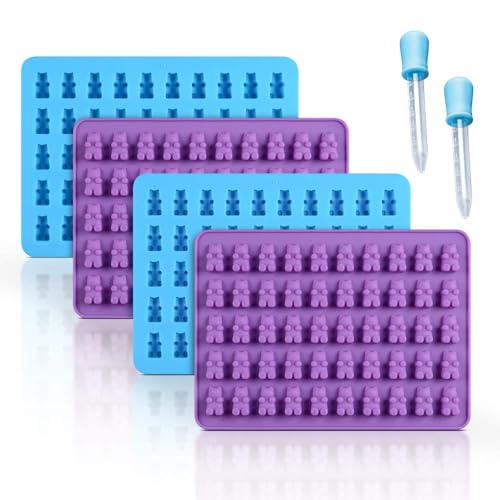 CAKETIME Gummibärchen-Formen aus Silikon – Schokoladenformen mit 2 Pipetten, antihaftbeschichtet, lebensmittelechtes Silikon, 4 Stück von CAKETIME