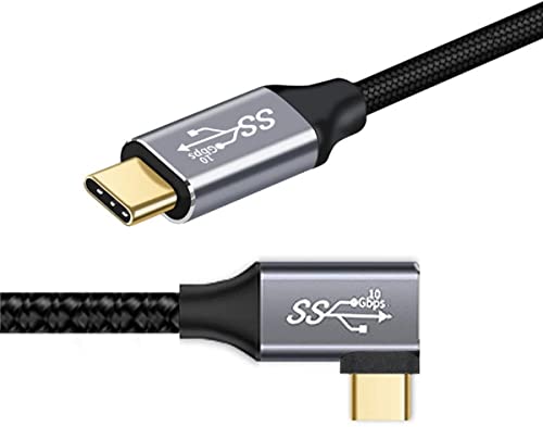 CAKOBLE Rechtwinkliges USB C kabel, 10Gbps PD Schnellladung USB C auf USB C Kabel 3.1 Gen 2 usb c winkelstecker 90, 100W 20V/5A 4K@60Hz Videoausgabe USB C Adapter, 1m von CAKOBLE