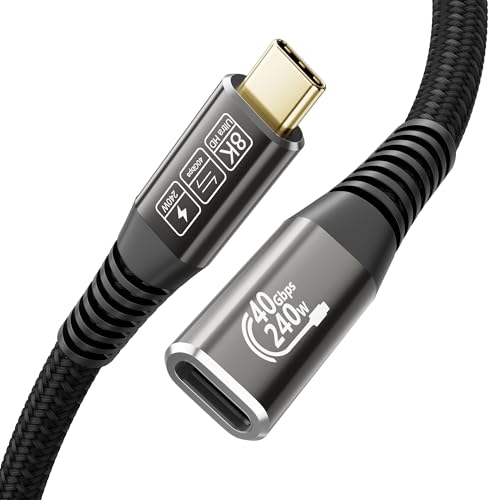 CAKOBLE usb c verlängerungskabel 1m,thunderbolt 4 verlängerung,usb c verlängerung 40gbps USB C Stecker auf Buchse,240W USB Type C Verlängerung 8K@60Hz thunderbolt verlängerung für iPhone 15 Pro Max von CAKOBLE