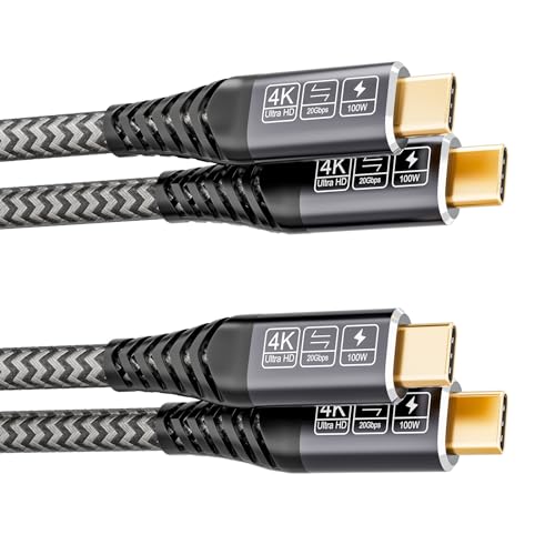 CAKOBLE USB C Kabel auf USB C 0,5M,[2 Stück 0,5m] USB 3.2 Gen2 Typ C ladekabel,20 Gbps Datenübertragung,100W 20V/5A Schnellladekabel,4K @ 60Hz Video für Laptop,Mobiltelefon,usb c datenkabel 0 5m von CAKOBLE