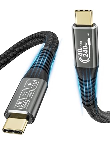 CAKOBLE USB C Kabel auf USB C 0.5m,USB4 Kabel mit Thunderbolt 4 Kabel, 40 Gbps Datenübertragung, 240W 48V/5A Schnellladekabel,8K @ 60Hz Videokabel für MacBook, Docking Station, SSD CAKOBLE USB C Kabel auf USB C 0.5m,USB4 Kabel mit Thunderbolt 4 Kabel, 40 Gbps Datenübertragung, 240W 48V/5A Schnellladekabel,8K @ 60Hz Videokabel für MacBook, Docking Station, SSD von CAKOBLE