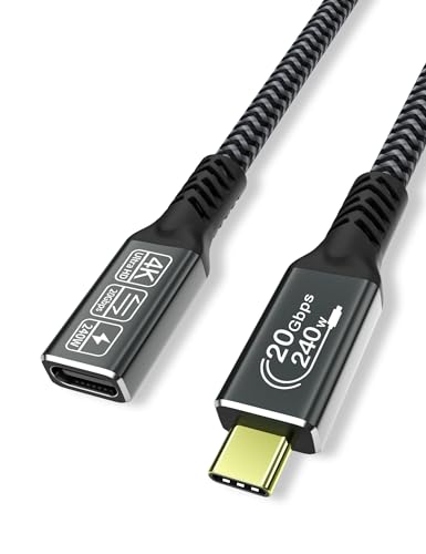 CAKOBLE USB C Verlängerung Kabel 1M,usb-c verlängerung buchse auf steckerUnterstützt usb c 3.2 verlängerung 20Gpbs/240W und 4K@60Hz mit i-Phone 16/15 Pro Max, MacBook Pro/Air XPS 15 Galaxy S24/S23 von CAKOBLE