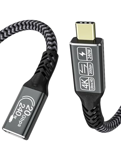 CAKOBLE USB C VerlängerungsKabel 0.5M, USB Typ C 3.2 Stecker auf Buchse Verlängerungskabel 20Gpbs/240W und 4K@60Hz kompatibel mit MacBook Pro/Air, i Phone 16/15 Pro Max,Galaxy S24/S23 Steam Deck von CAKOBLE