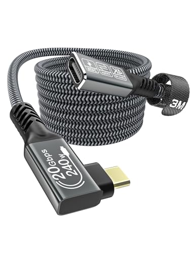 CAKOBLE USB C VerlängerungsKabel 3m,usb c verlängerung winkel,USB Typ C 3.2 Stecker auf Buchse Verlängerungskabel 20Gpbs/240W und 4K@60Hz kompatibel mit iPhone 16/15 Pro Max,Galaxy S24/S23 von CAKOBLE