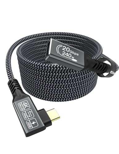 CAKOBLE USB C VerlängerungsKabel 5m,usb c verlängerung winkel,USB Typ C 3.2 Stecker auf Buchse Verlängerungskabel 20Gpbs/240W und 4K@60Hz kompatibel mit iPhone 16/15 Pro Max,Galaxy S24/S23 von CAKOBLE