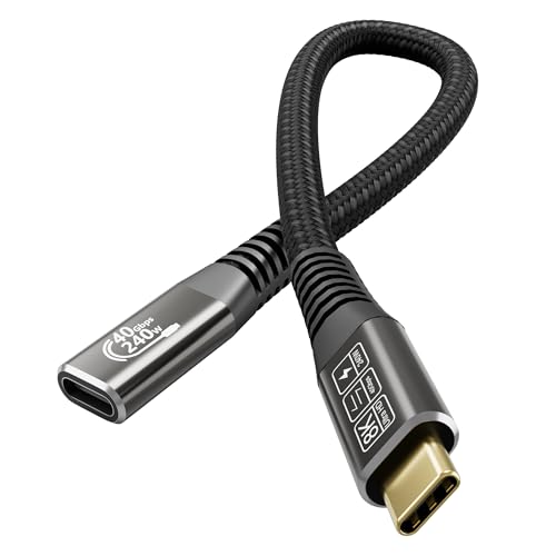 CAKOBLE usb c verlängerung 40gbps,240W thunderbolt 4 verlängerung ladekabel thunderbolt verlängerung 8K@60Hz USB C Verlängerungskabel Kurz mit MacBook Pro/Air, i Phone 16/15 Pro Max,Galaxy S24 0.25M von CAKOBLE