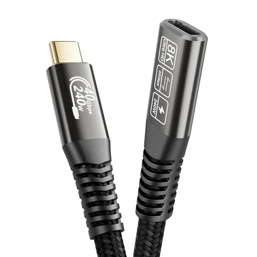 CAKOBLE thunderbolt 4 verlängerung 0.5M,usb c verlängerung 40gbps[40Gbps & 240W 48V/5A] thunderbolt verlängerung, 8K@60Hz Video für iPhone 16, MacBook iPad Pro, Samsung S24/S23 von CAKOBLE