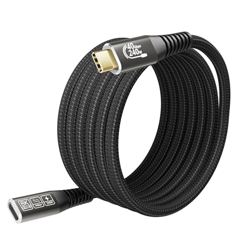 CAKOBLE USB4 verlängerungskabel 2m, 240W Thunderbolt 4 kabel Ladekabel USB C 40Gpbs Datentransfer 8K@60Hz PD3.1 USB C Verlängerung 4.0 kabel,mit i-Phone 15, MacBook i-Pad Pro, Samsun g S24/S22/S20 von CAKOBLE