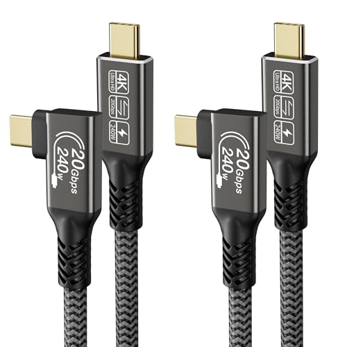 CAKOBLE usb c auf usb c kabel 0 5m,usb 3.2 kabel,20 Gbps usbc datenkabel,PD 3.1 240W Schnellladekabel,4K@144Hz Video usb c winkelstecker 90 grad für Laptop,Mobiltelefon,usb c kabel 50cm von CAKOBLE