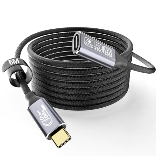 CAKOBLE usb c verlängerung 5m,usb c verlängerungskabel 5m buchse auf stecker Unterstützt usb c 3.2 verlängerung 10Gpbs/100W und 4K@60Hz mit iPhone 16/15 Pro Max, MacBook Pro,Samsung Galaxy S24/S23 von CAKOBLE