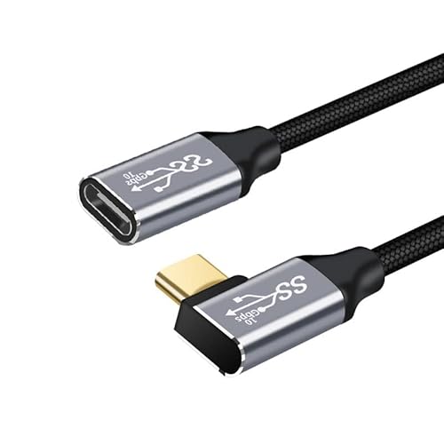 CAKOBLE Rechtwinkliges USB C-Verlängerungskabel, 10Gbps USB Typ C zu USB C Kabel 3.1 Gen 2 90-Grad-Ellbogen-Design Stecker auf Buchse Verlängerung, 100W 20V/5A 4K@60Hz USB C Adapter, 50 cm…… von CAKOBLE