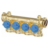 Verteiler mit Einzelabsperrventilen und blauen Knöpfen 4 Abgänge Caleffi 359240 4 von CALEFFI