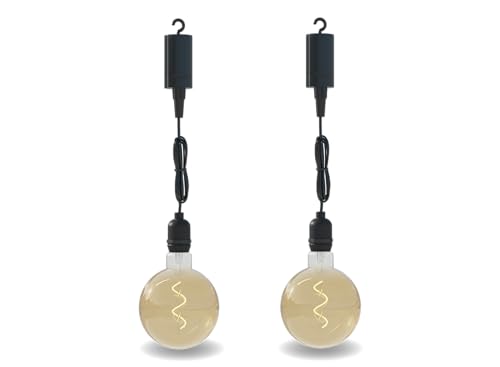 CALEX Außenhängelampe Filament Leuchtmittel Gold - 2er Set - Pendel Außenbeleuchtung mit Batterie - Dekorative Lampe - 4 Lumen Sanfte Lichtleistung von CALEX