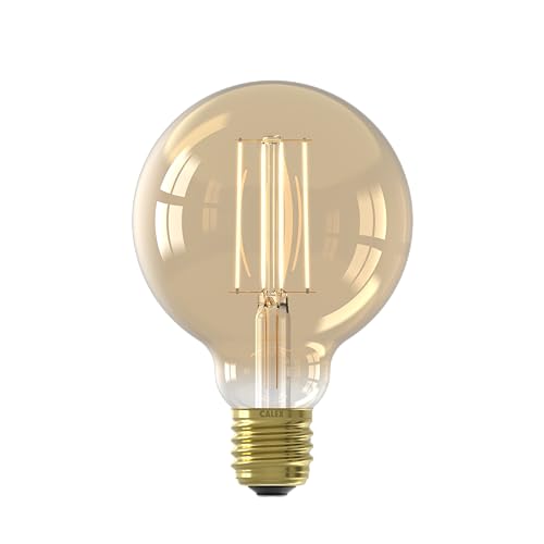 CALEX Filament LED Lampe, G95 Vintage Lichtquelle E27 Globe Gold, Dimmbares warmweißes Licht von CALEX