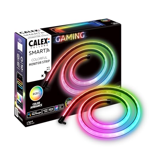 CALEX Gaming LED Strip Monitor, RGBIC Farben, Razer Chroma kompatibel, PC-Sync, 110 cm von CALEX