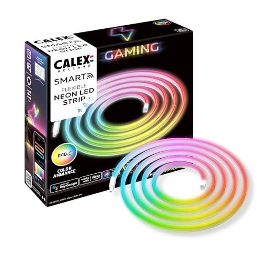 CALEX - Smart Gaming Neon LED Streifen, RGBIC Strip, Razer Chroma Kompatibel, Synchronisation für PC, 2m von CALEX