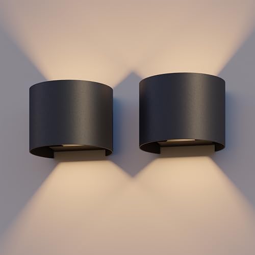 CALEX Verona Wandleuchte, für Außen & Innen, warmweißes Up & Down Licht, einstellbarer Lichtstrahl, wasserdicht, Schwarz, 2er Pack von CALEX