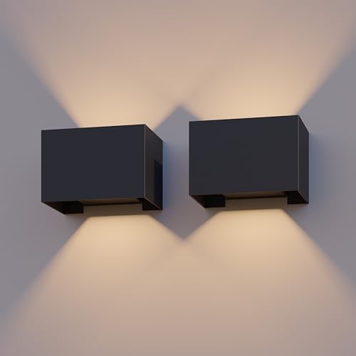CALEX Venice Wandleuchte, für Außen & Innen, warmweißes Up & Down Licht, einstellbarer Lichtstrahl, wasserdicht, Schwarz, 2er Pack von CALEX