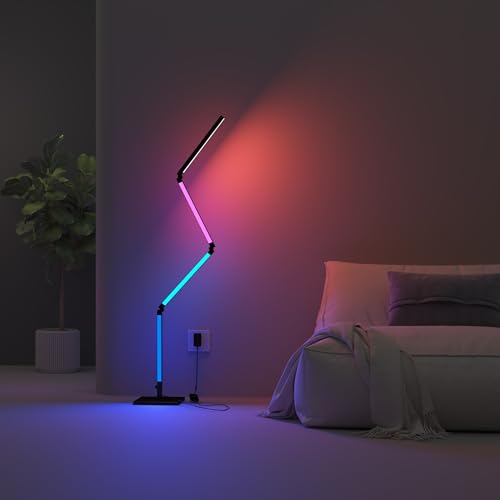 CALEX Multifunktionale Smart LED Stehleuchte, WLAN Ecklampe funktioniert mit Alexa, WiFi App-Steuerungg, RGBIC, Musiksynchronisation, Dimmbar, Einstellbar, RGB von CALEX