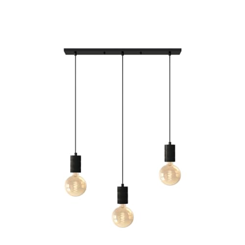 CALEX Pendellampe mit E27 Fassung, 3-fach Retro Hängeleuchte, Industrial Deckenlampe, Schwarz von CALEX