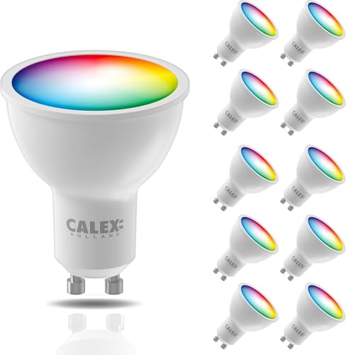 CALEX Smart GU10 LED Lampe RGB, 10er Set, WLAN Lampe mit Alexa SprachSteuerungg, 5W Wifi LED Leuchtmittel mit Dimmbar Warmweiß und 16 Millionen Farben von CALEX