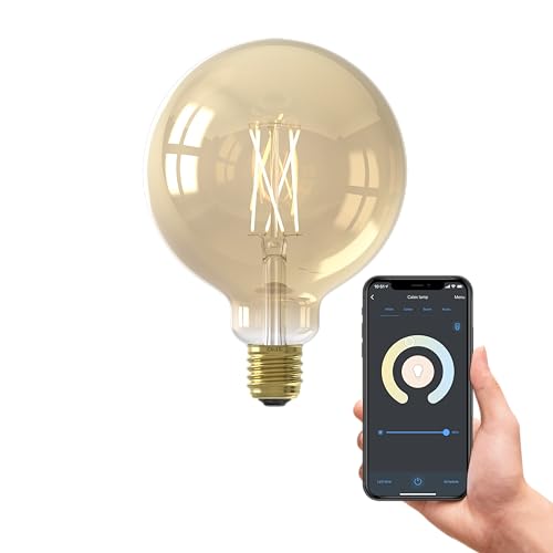 CALEX Smart Lampe Filament, E27 Globe G125 Gold, Mit App und Alexa Sprachsteuerung (7W), WLAN Beleuchtung, Wifi LED Leuchtmittel, Dimmbar, Warmweiß (1er Pack) von CALEX