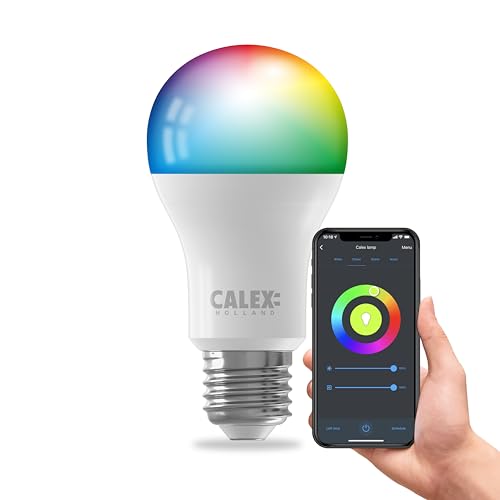 CALEX Smart WLAN Glühbirne E27, App und Alexa Sprachsteuerung, 8.5W Wifi LED Leuchtmittel, Dimmbar, WLAN Lampe Warmweiß und RGB von CALEX