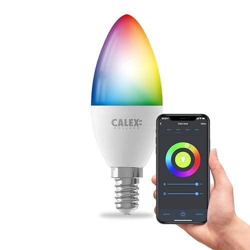 CALEX Smart LED Lampe, E14, B35 Kerze, RGB-Farben & kalt- bis warmweiß Licht, dimmbar, WLAN App- & Sprachsteuerung, 4er Pack von CALEX