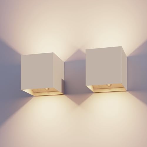 CALEX Volterra Wandleuchte, für Außen & Innen, warmweißes Up & Down Licht, Akku aufladbar mit USB-C, kabellos, Bewegungsmelder, wasserdicht, Sand, 2er Pack CALEX Volterra Wandleuchte, für Außen & Innen, warmweißes Up & Down Licht, Akku aufladbar mit USB-C, kabellos, Bewegungsmelder, wasserdicht, Sand, 2er Pack von CALEX