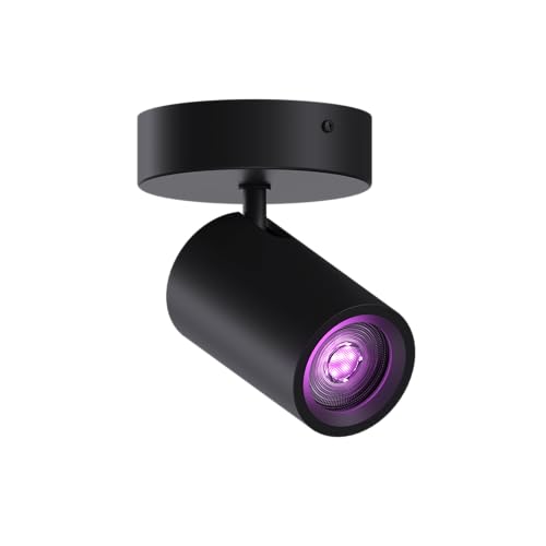 CALEX Smart LED Deckenstrahler, 1-flammig rund, schwenkbar, RGB-Farben & kalt- bis warmweiß Licht, dimmbar, WLAN App- & Sprachsteuerung, Schwarz von CALEX