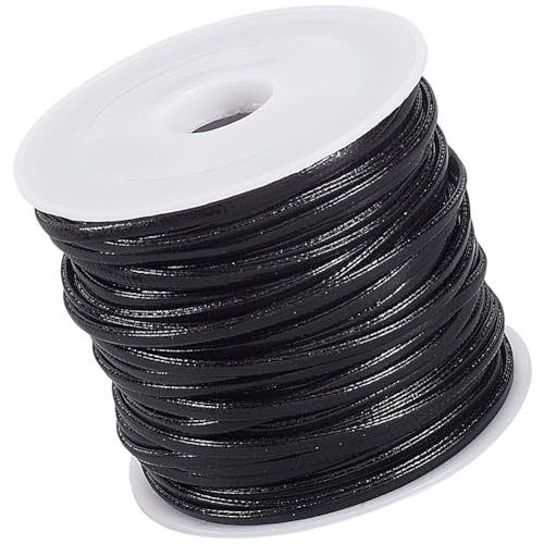 CALFOVERA 1 Yard Flaches PU Faltlederband Schwarz 10.94MM Doppelseitige Dünne Lederschnur Für Schmuckherstellung Bastelarbeiten Armbänder Halsketten Und DIY Projekte von CALFOVERA