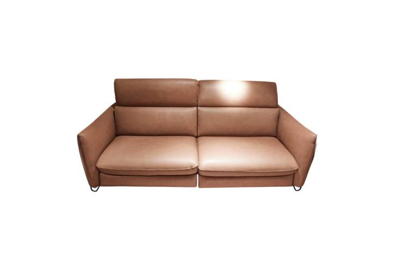 CALIA ITALIA 2-Sitzer Sofa Confetto Leder Nature Terra 74 Braun Metallfuß Schwarz von CALIA ITALIA