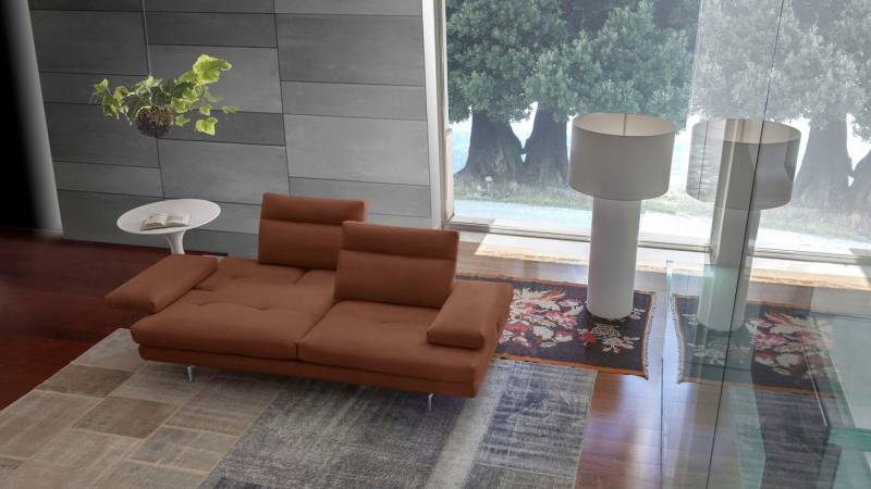 CALIA ITALIA 3,5-Sitzer Toby Wing, italienisches Designsofa mit erstklassigem Sitzkomfort, inklusive Sitztiefenverstellung, Füße in Chrom glänzend von CALIA ITALIA