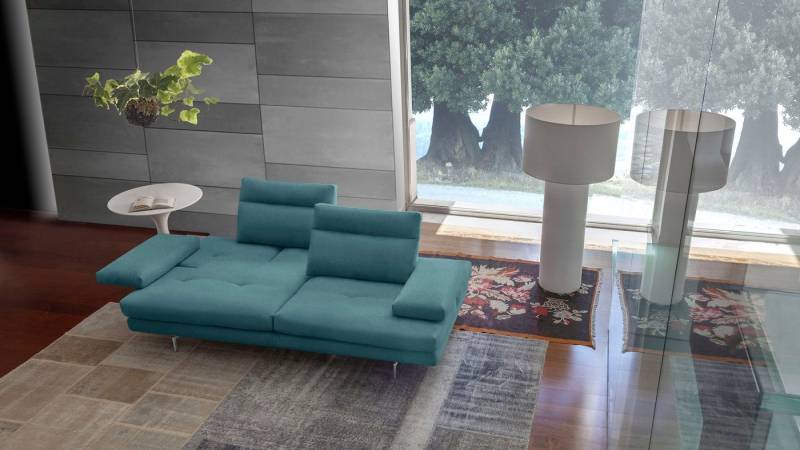 CALIA ITALIA 3,5-Sitzer Toby Wing, italienisches Designsofa mit erstklassigem Sitzkomfort, inklusive Sitztiefenverstellung, Füße in Chrom glänzend von CALIA ITALIA