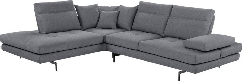 CALIA ITALIA Ecksofa Toby Wing, Komfortsofa mit Sitzkomfort der Extraklasse, L-Form, Sitztiefenverstellung, wahlw. mit Kissen-Set,Füße schwarz matt von CALIA ITALIA