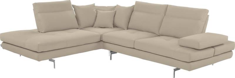 CALIA ITALIA Ecksofa Toby Wing, L-Form, Designsofa mit sensationellem Sitzkomfort, Sitztiefenverstell.,wahlw. mit Kissen-Set, Füße chrom glänzend von CALIA ITALIA