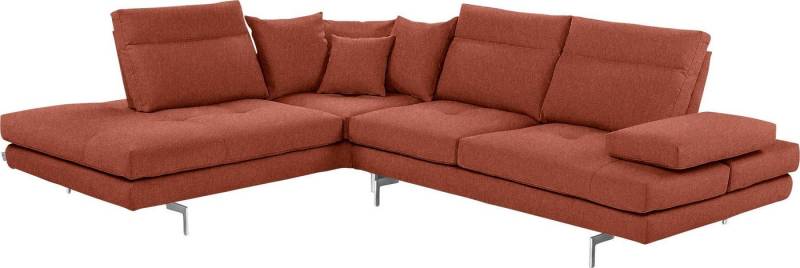 CALIA ITALIA Ecksofa Toby Wing, L-Form, Designsofa mit sensationellem Sitzkomfort, Sitztiefenverstell.,wahlw. mit Kissen-Set, Füße chrom glänzend von CALIA ITALIA