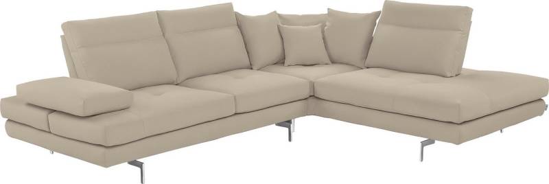 CALIA ITALIA Ecksofa Toby Wing, L-Form, Designsofa mit sensationellem Sitzkomfort, Sitztiefenverstell.,wahlw. mit Kissen-Set, Füße chrom glänzend von CALIA ITALIA